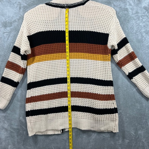 Hem‎ & Thread Sweater Striped Cardigan Open Front Knit Boho Women's Large Comfy - Picture 6 of 11